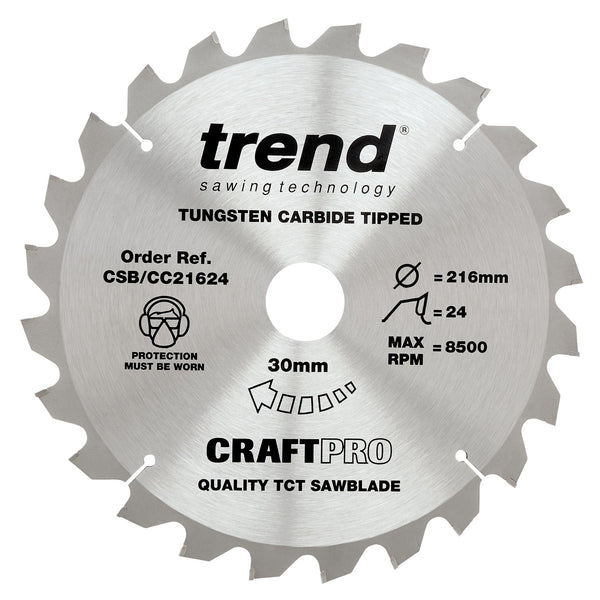 Trend Tools CSB/CC21624 Trend Wood Mitre Saw Blade 216Mm X 30Mm X 24T