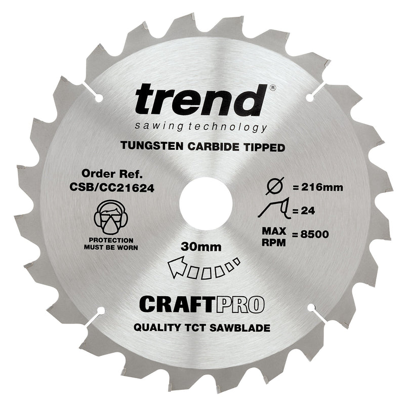 Trend Tools CSB/CC21624 Trend Wood Mitre Saw Blade 216Mm X 30Mm X 24T