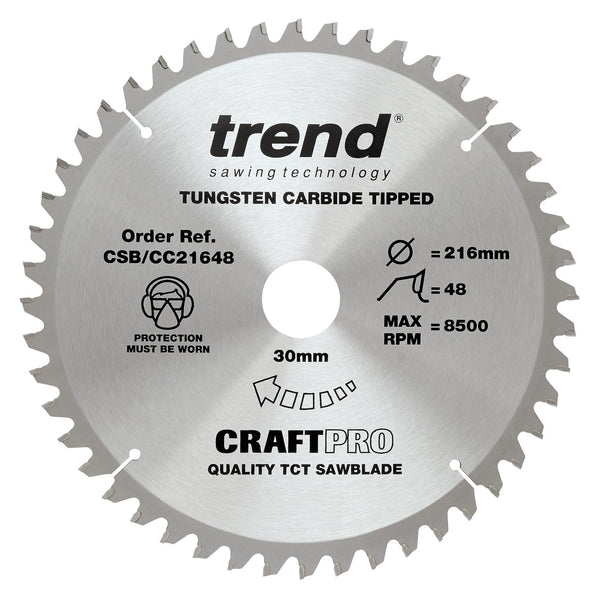 Trend Tools CSB/CC21648 Trend Wood Mitre Saw Blade 216Mm X 30Mm X 48T