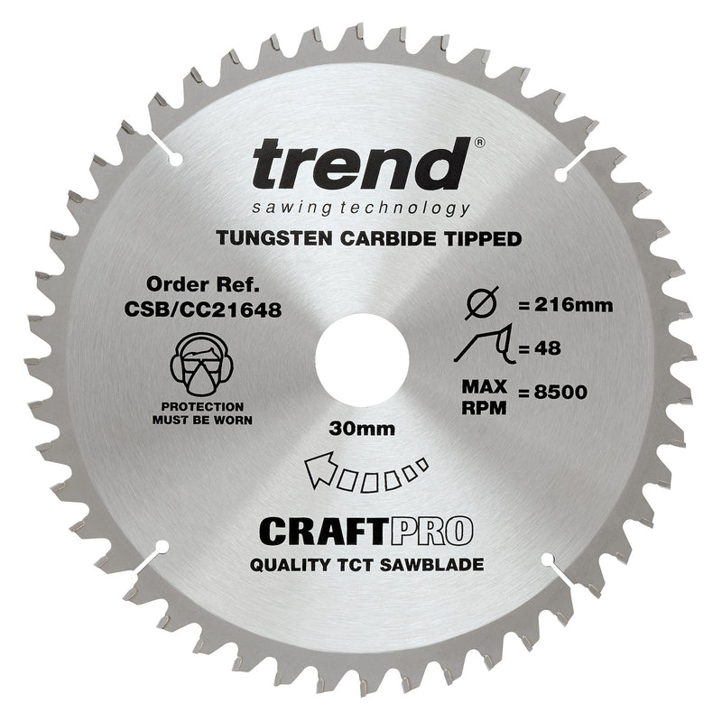 Trend Tools CSB/CC21648 Trend Wood Mitre Saw Blade 216Mm X 30Mm X 48T