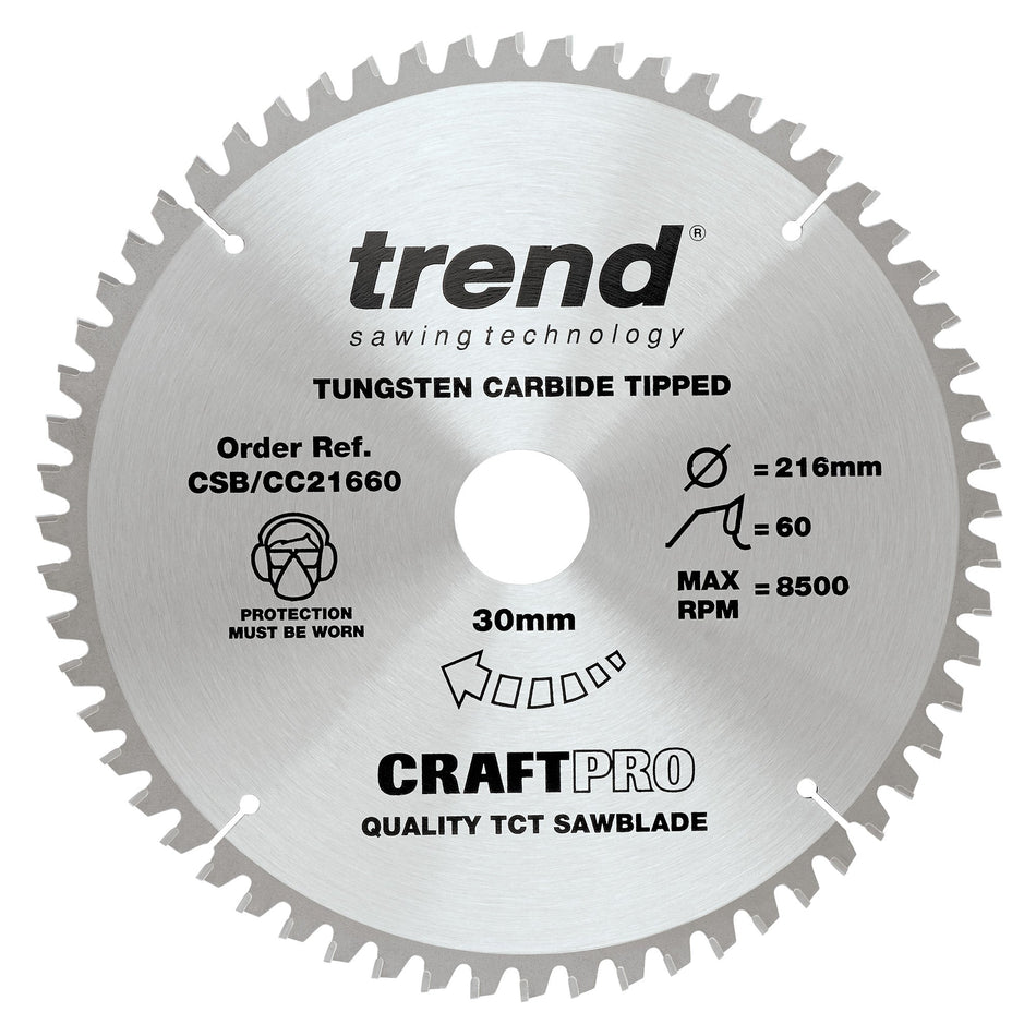 Trend Tools CSB/CC21660 Trend Wood Mitre Saw Blade 216Mm X 30Mm X 60T