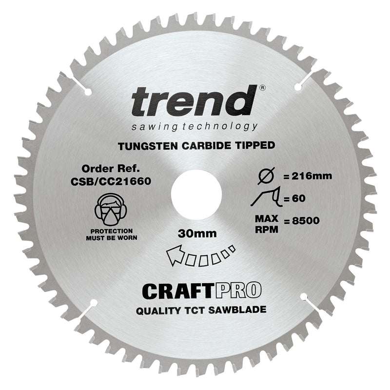 Trend Tools CSB/CC21660 Trend Wood Mitre Saw Blade 216Mm X 30Mm X 60T