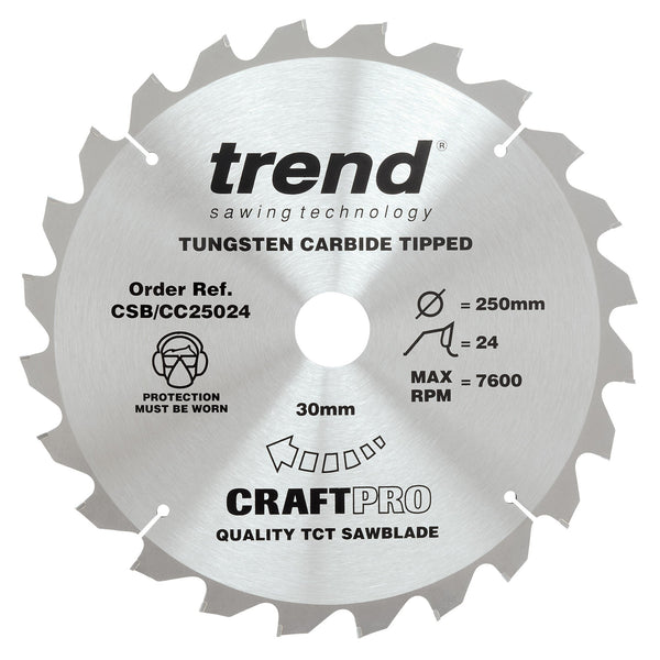 Trend Tools CSB/CC25024 Trend Wood Mitre Saw Blade 250Mm X 30Mm X 24T