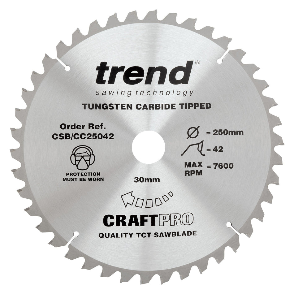 Trend Tools CSB/CC25042 Trend Wood Mitre Saw Blade 250Mm X 30Mm X 42T