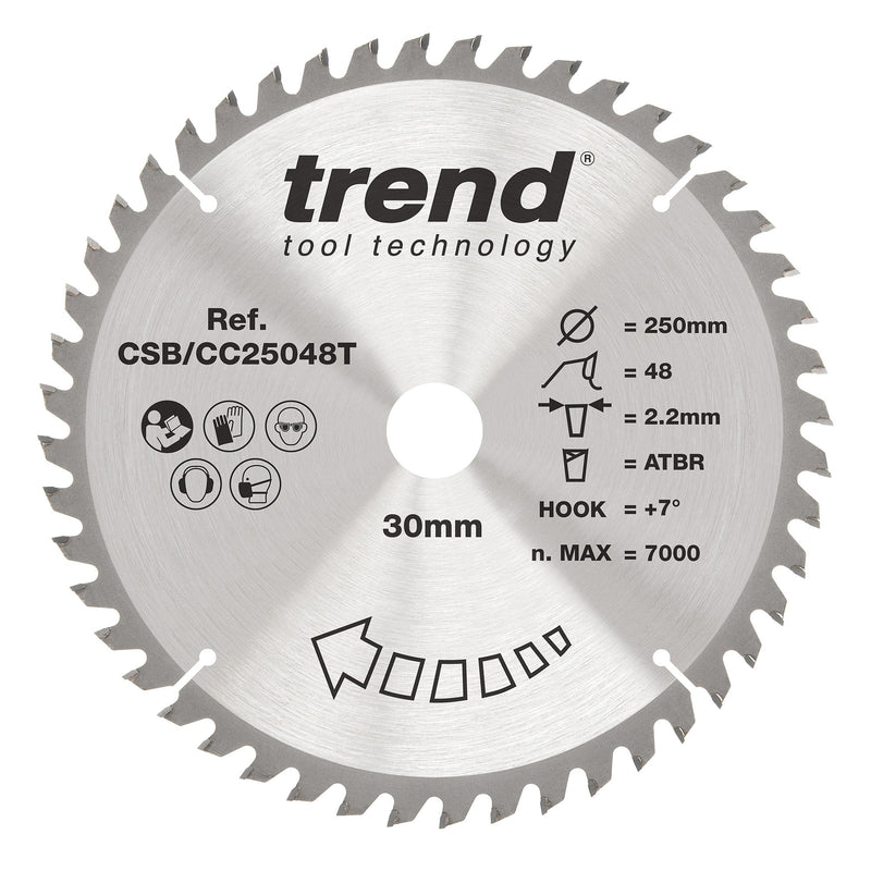 Trend Tools CSB/CC25048T Trend Wood Cordless Atbr Mitre Saw Blade 250Mm X 30Mm X 48T