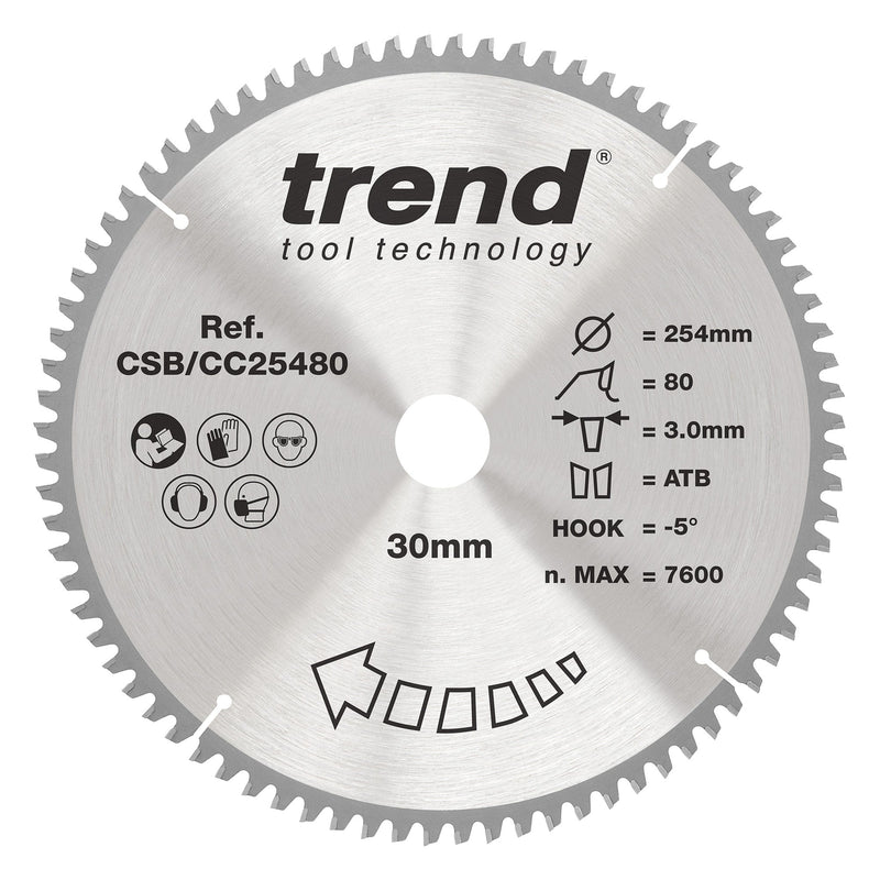 Trend Tools CSB/CC25480 Trend Wood Mitre Saw Blade 254Mm X 30Mm X 80T