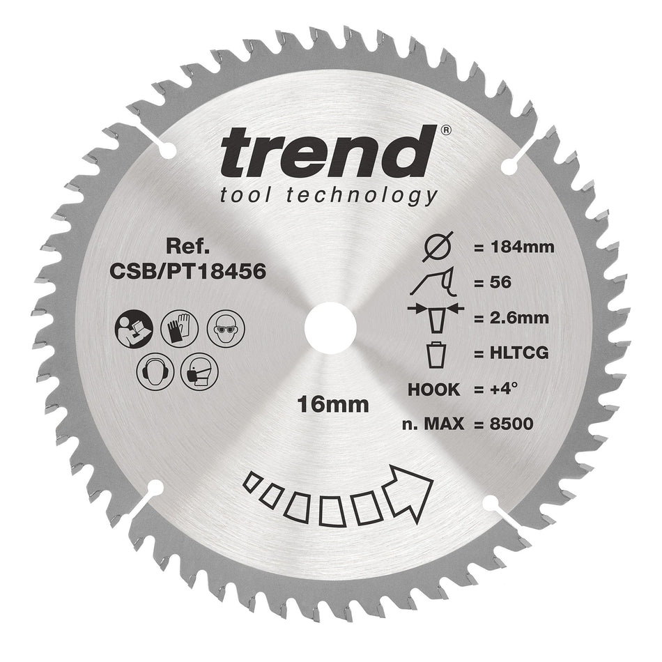 Trend Tools CSB/PT18456 Trend Laminate/Hpl Circular Saw Blade 184Mm X 16Mm X 56T