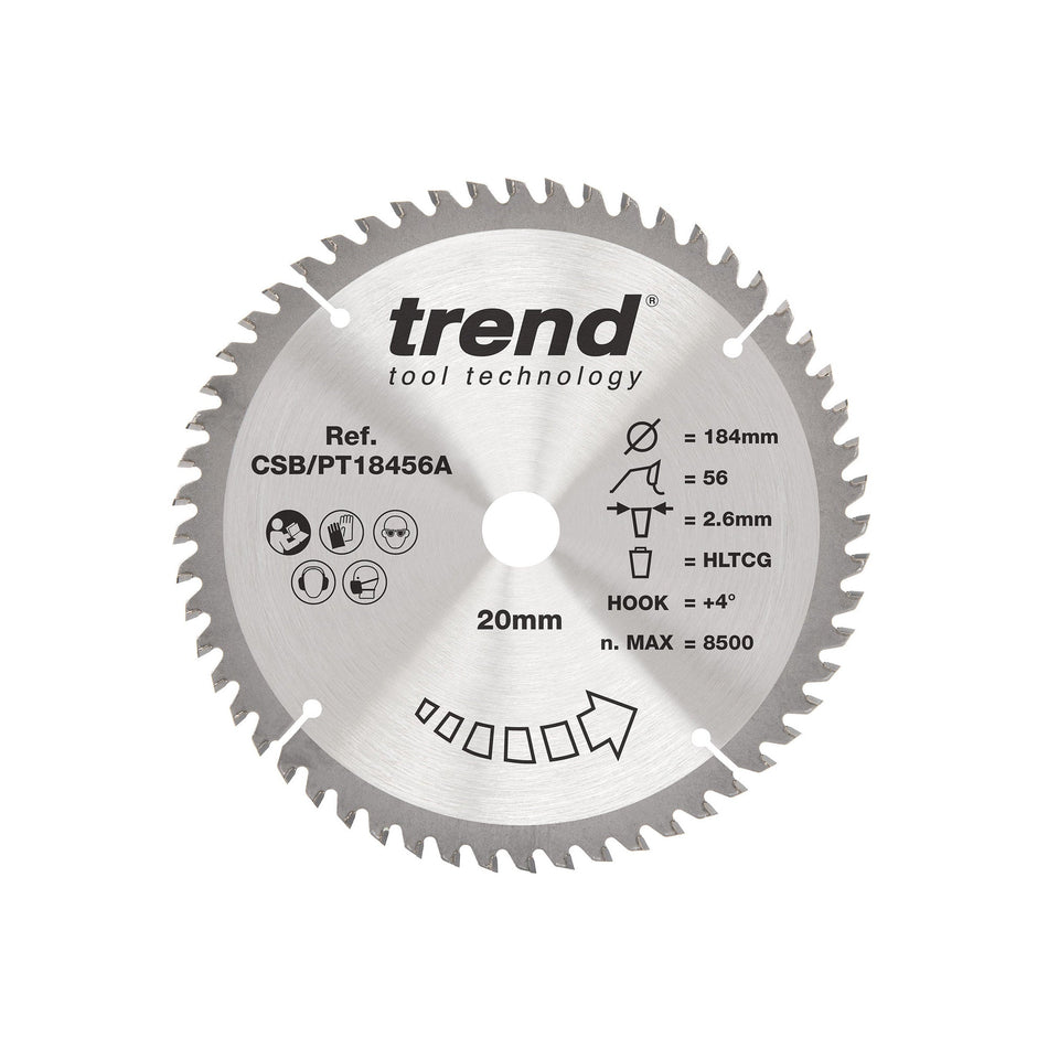 Trend Tools CSB/PT18456A Trend Laminate/Hpl Circular Saw Blade 184Mm X 20Mm X 56T