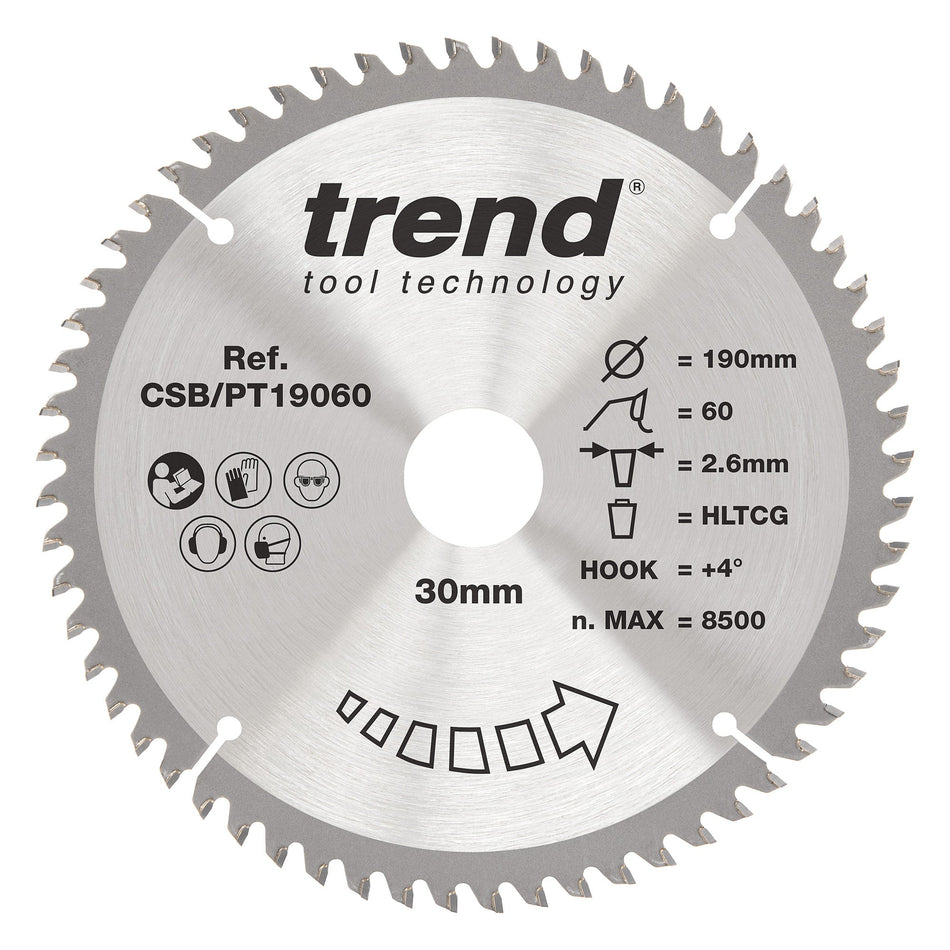 Trend Tools CSB/PT19060 Trend Laminate/Hpl Circular Saw Blade 190Mm X 30Mm X 60T