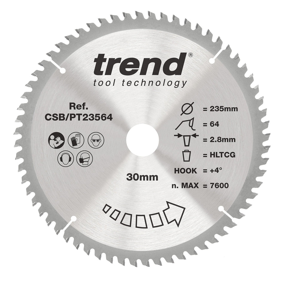 Trend Tools CSB/PT23564 Trend Laminate/Hpl Circular Saw Blade 235Mm X 30Mm X 64T