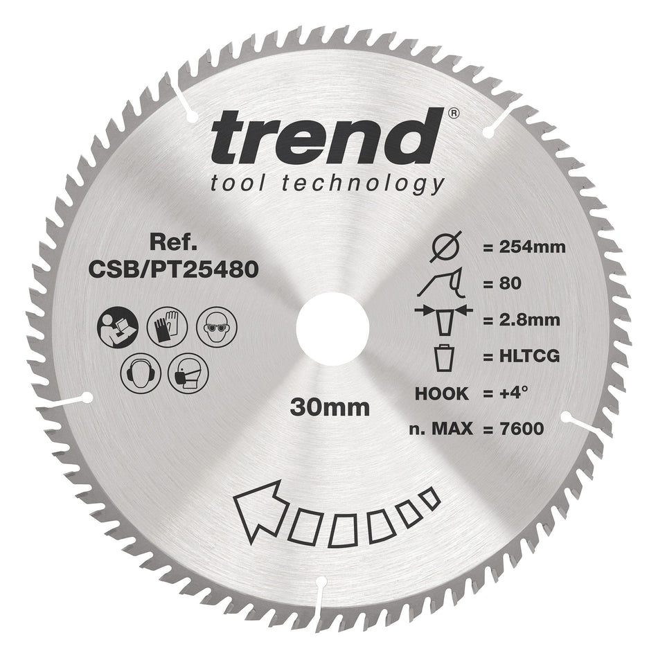 Trend Tools CSB/PT25480 Trend Laminate/Hpl Circular Saw Blade 254Mm X 30Mm X 80T