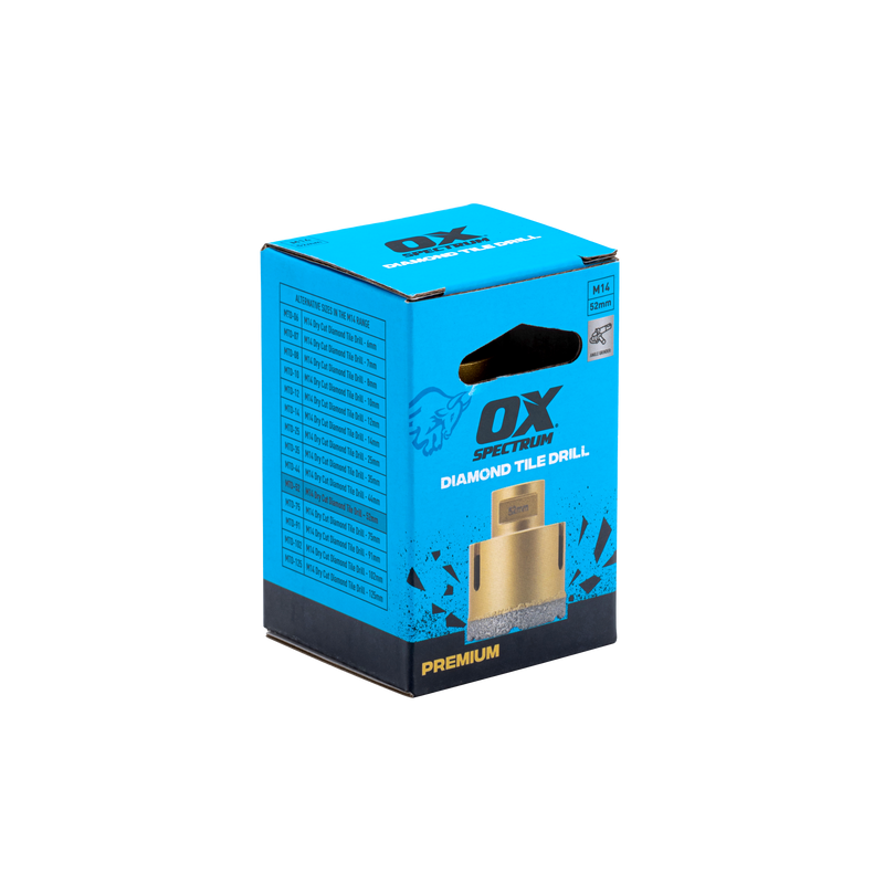 Premium M14 Dry Cut Diamond Tile Drill - 52mm