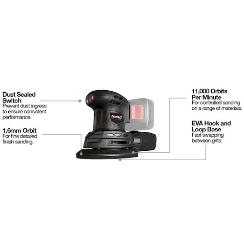 Trend Tools T18S/DSB T18S 18V Detail Sander (Bare Tool) - Uk & Irl Sale Only