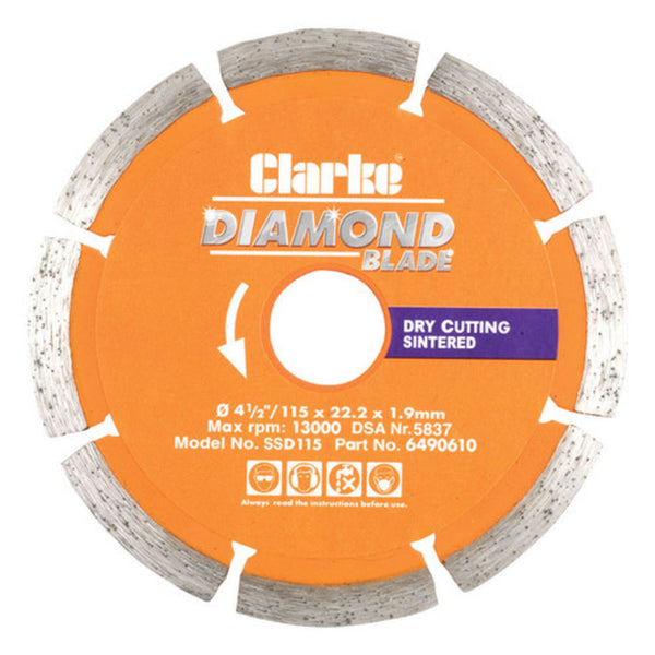 Clarke 6490610 SSD115 Diamond Blade 115mm