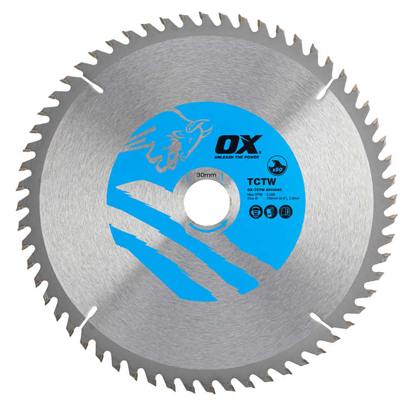 OX Tools OX-TCTW-2503060 Wood Cutting Circular Saw Blade 250/30mm, 60 Teeth ATB