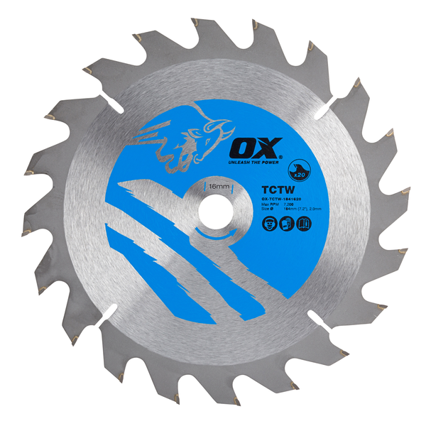 OX Tools OX-TCTW-1841620 Wood Cutting Circular Saw Blade 184/16mm, 20 Teeth ATB