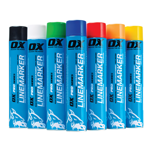 OX Tools OX-T022607 Black - Permanent Line Marker Spray 750ml Pack of 6