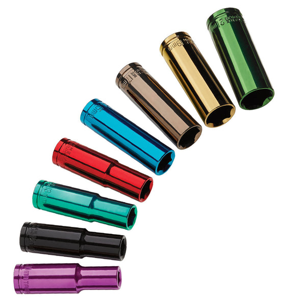 Clarke 1700749 PRO343 8 Piece Colour Coded Deep Socket Set Ð 1/2" Drive