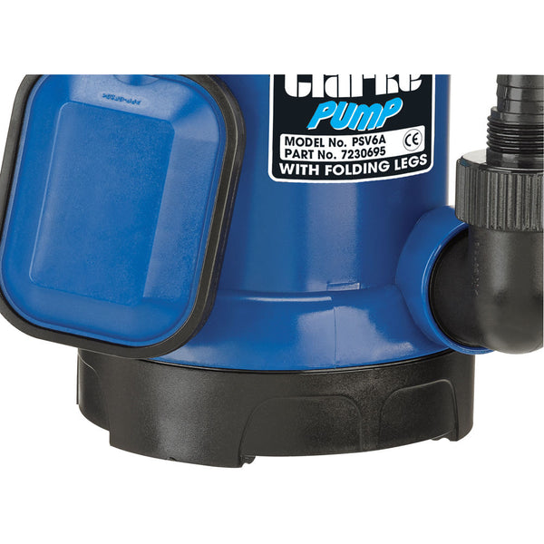 Clarke 7230695 PSV6A 1_" 400W 133Lpm 5m Head Submersible Pump With Folding Base & Float Switch (230V)