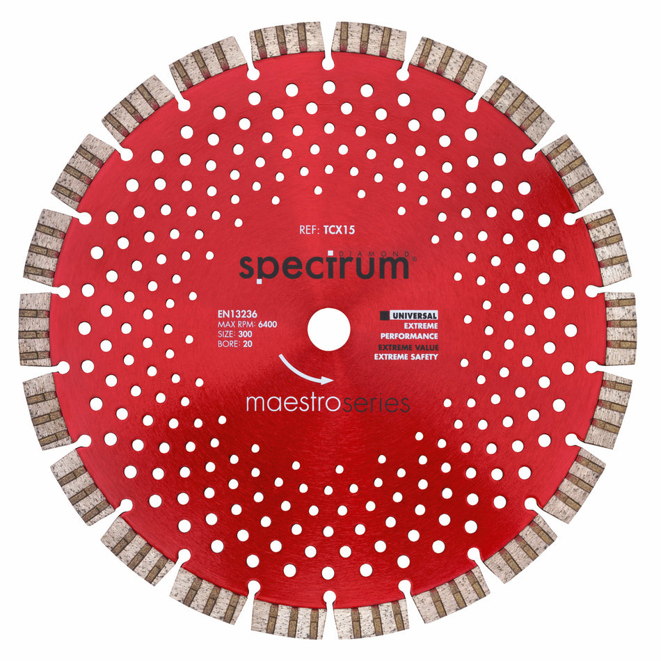 OX Tools OX-TCX15-300/20 Spectrum Maestro 15mm Universal Turbo-Seg Dia Blade - 300/20mm