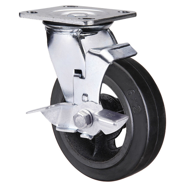 Clarke 4200141 Heavy Duty Rubber Castor Wheels Fixed / Swivel / Swivel & Brake (125mm - 200mm)