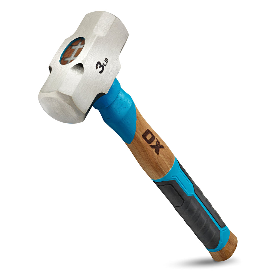 OX P089403 Pro 3lb Club Hammer | Straight Hickory Handle w/ TPR Grip