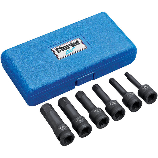 Clarke 1800356 CIS12/6HB 6 Piece _Ó Square Drive Hex Impact Sockets - Metric