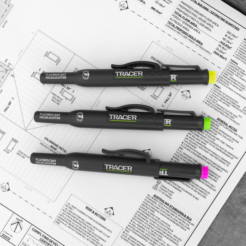 TRACER AFH MK3 PF Highlighter Markers Pk3 (Yellow, Pink, Green) c/w Site Holsters