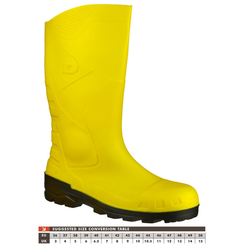 Dunlop 22216-36013 Devon Full Safety Wellington - Unisex, Yellow/Black