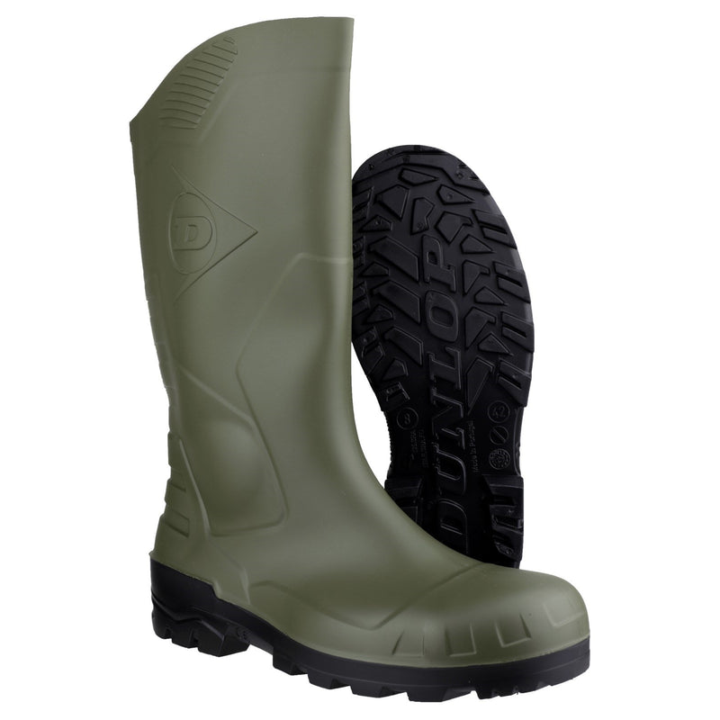Dunlop 22217-36014 Devon Full Safety Wellington - Unisex, Green/Black
