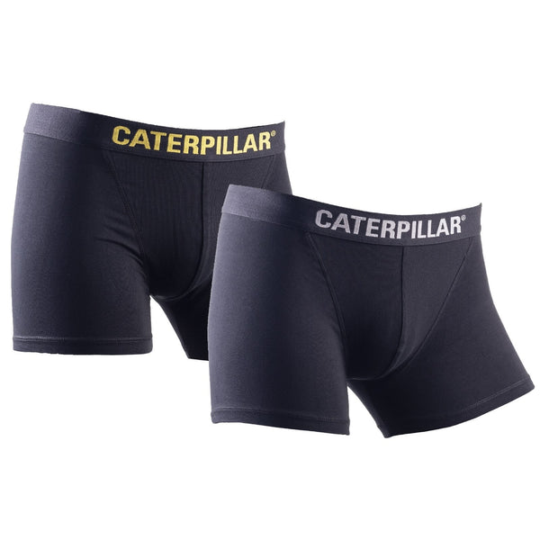 Caterpillar 26019-52537 Boxer Shorts 2-Pack- Mens, Black/Yellow/Charcoal