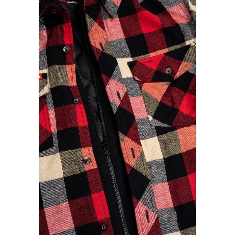 Hard Yakka 34701-59357 Quilted Flannel Shacket- Mens, Red