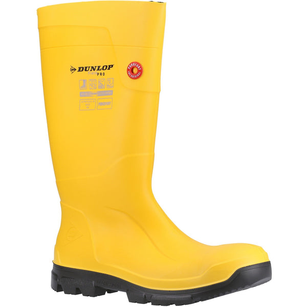 Dunlop 35178-65702 Purofort FieldPRO Full Safety Wellington - Unisex, Yellow/Black