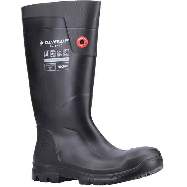 Dunlop 35179-65703 Purofort FieldPRO Full Safety Wellington - Unisex, Black/Black