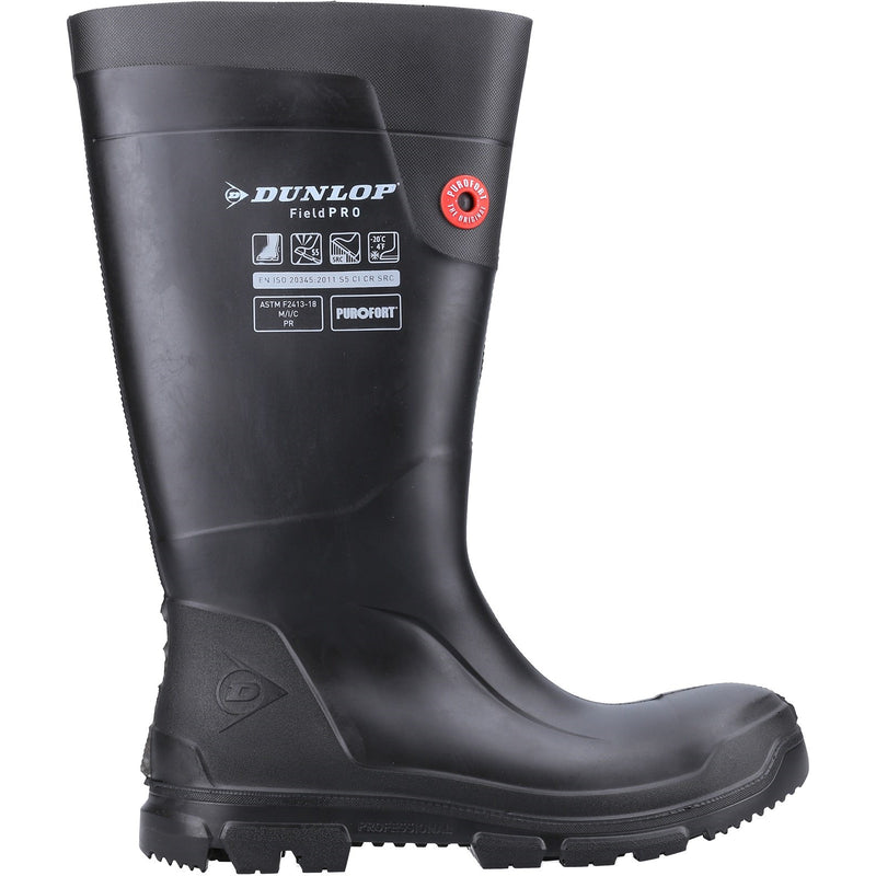 Dunlop 35179-65703 Purofort FieldPRO Full Safety Wellington - Unisex, Black/Black
