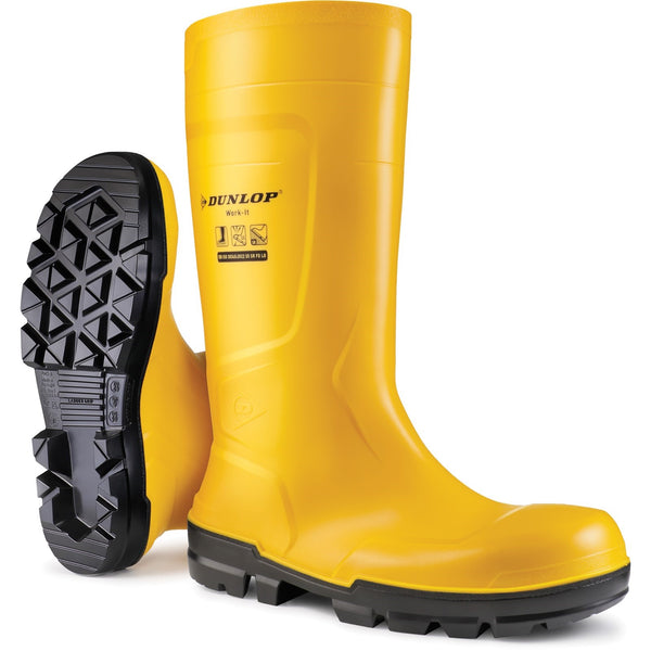 Dunlop 39477-73635 Work-It Full Safety Wellington - Unisex, Yellow
