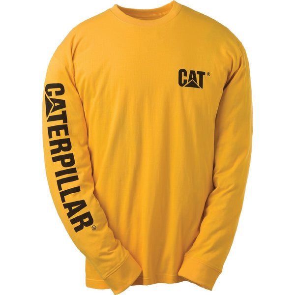 Caterpillar 18496-32894 Trademark Banner Long Sleeve T-Shirt- Mens, Yellow