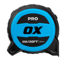 OX Pro 8m/26ft Tuff Blade Tape Measure - Magnetic Dual Hook & 32mm Wide Blade