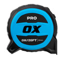 OX Hand Tools P506408 Pro 8m/26ft Tuff Blade Tape Measure - Magnetic Dual Hook & 32mm Wide Blade