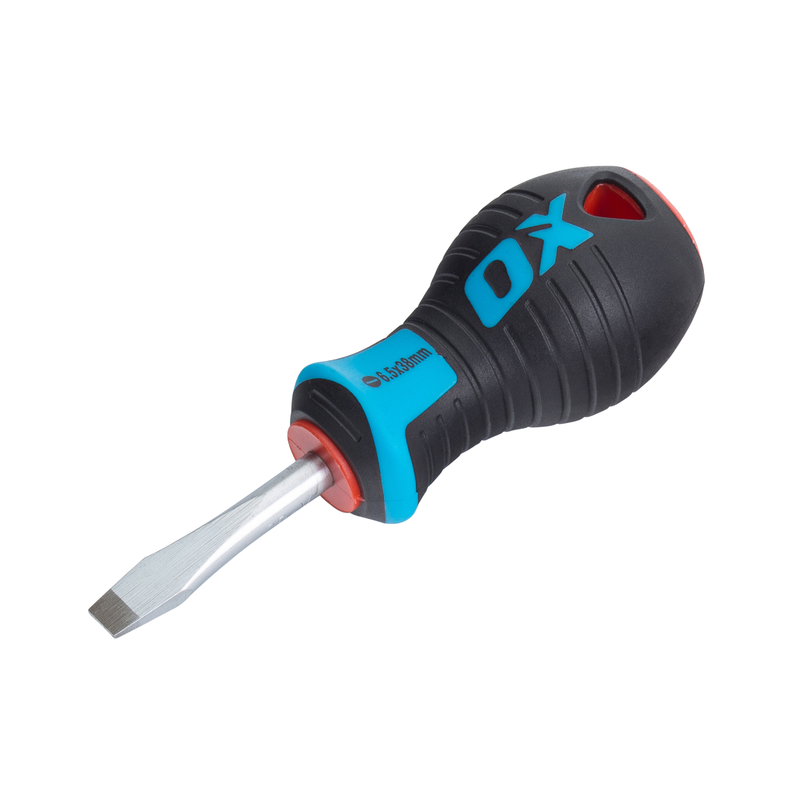 OX Tools OX-P362338 Pro Slotted Flared Screwdriver Stubby 6.5x38mm