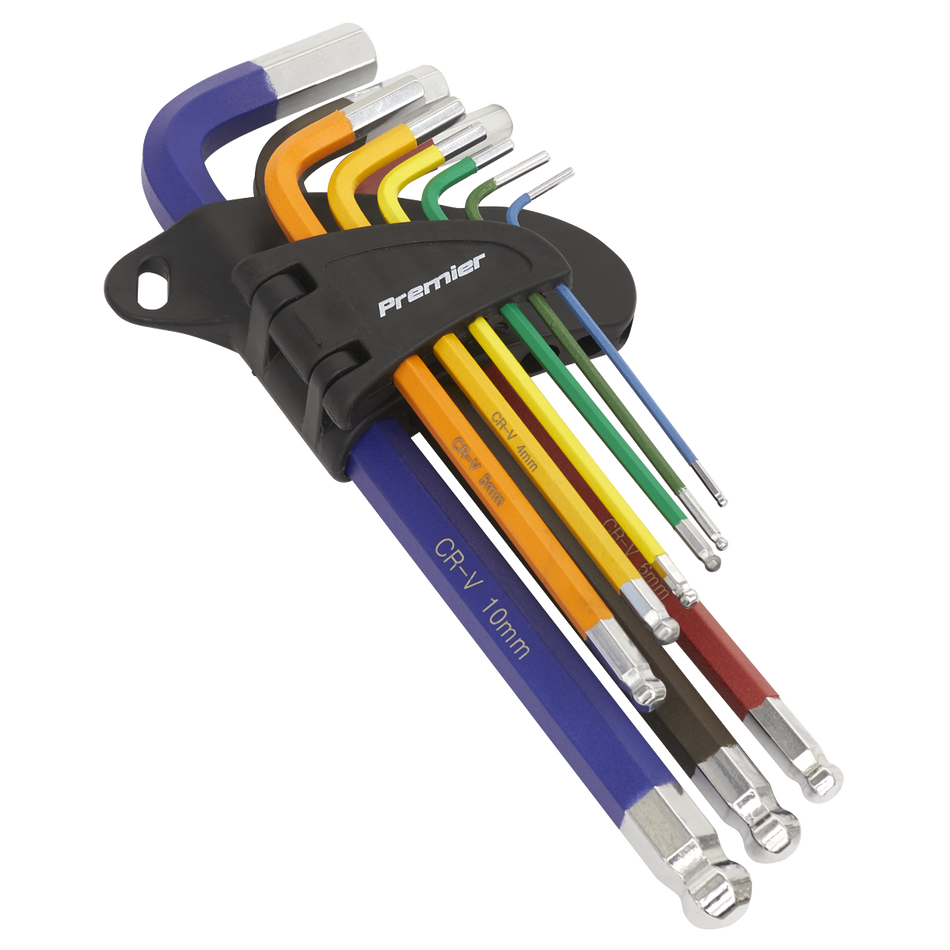 Sealey AK7190 9pc Anti-Slip Long Ball-End Hex Key Set