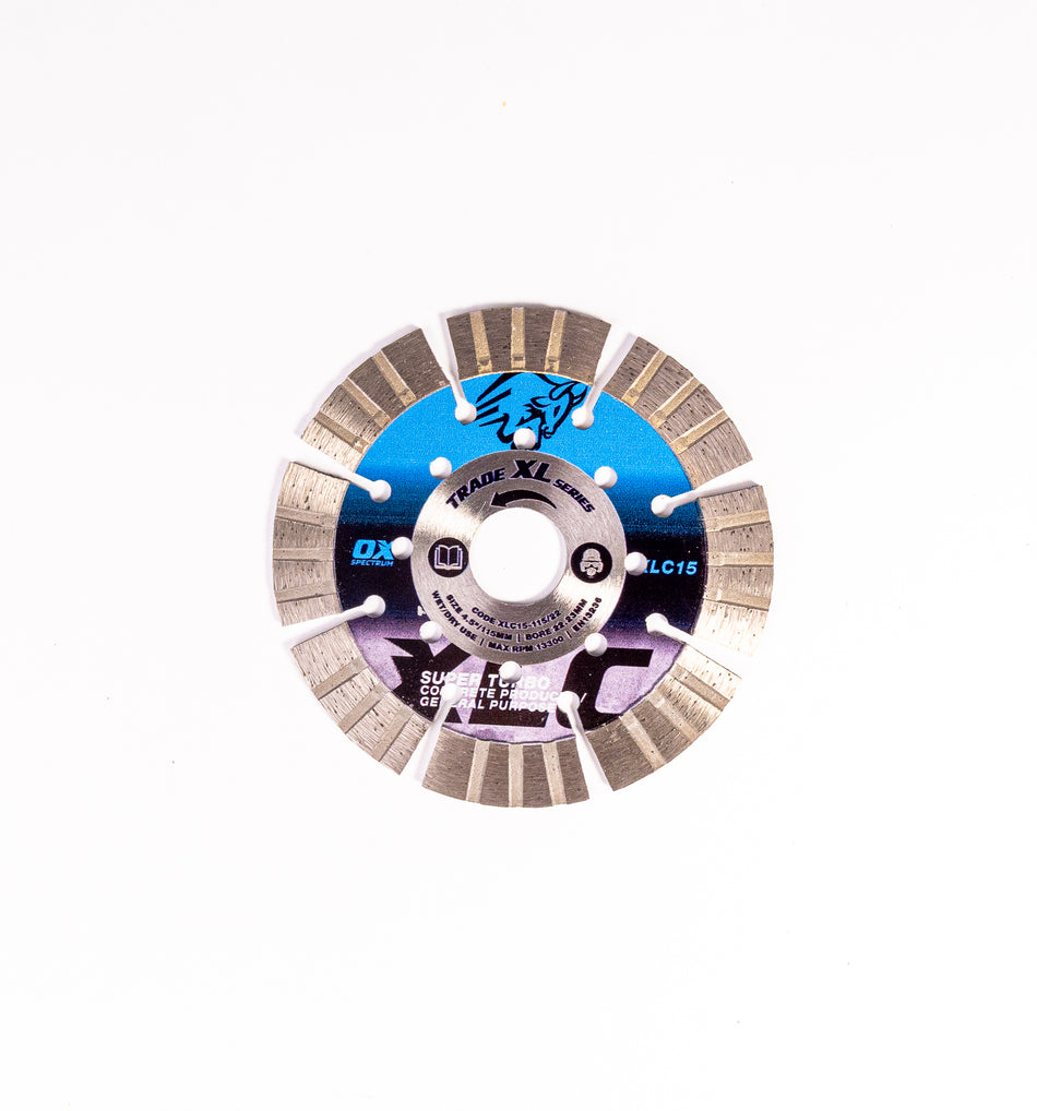 OX XLC15-115/22 Trade XL 15mm Turbo Segmented Diamond Blade - Concrete & GP - 115/22.23mm