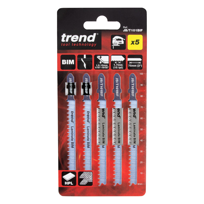 Trend Tools JB/T101BIF Bi-Metal Laminate Jigsaw Blade 100Mm, 5 Pack
