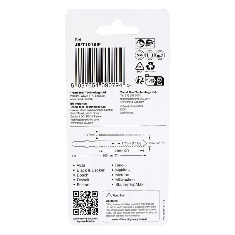Trend Tools JB/T101BIF Bi-Metal Laminate Jigsaw Blade 100Mm, 5 Pack
