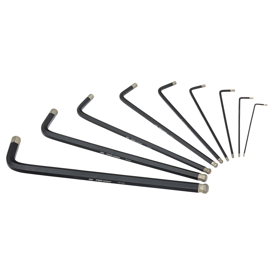 OX Tools OX-P322409 Pro Diamond Tipped Hex Key Set - 9 Piece, Metric 1.5 - 10mm