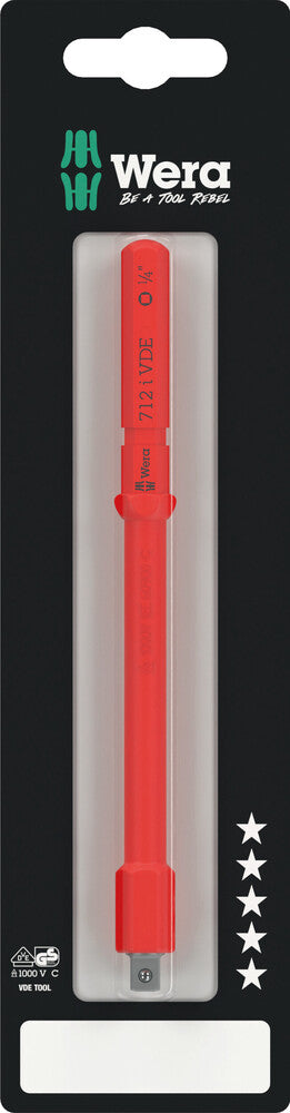 Wera 05073702001 Kraftform Kompakt A VDE 712 i SB Adapter blade, insulated, for 1/4" sockets