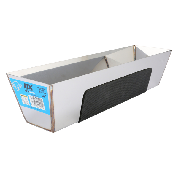 OX Tools OX-P530814 Pro Stainless Steel Plasterers Mud Pan - 14 in / 350mm