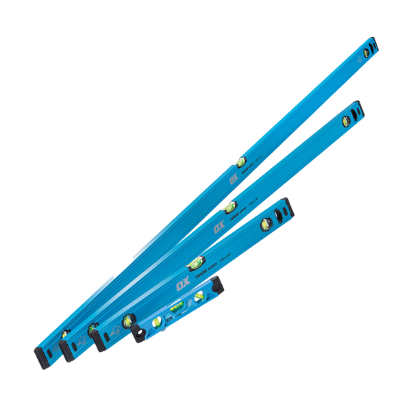 OX Tools OX-T500404 Trade 4 Piece Level Set - 600, 1200 & 1800mm Trade Level and Trade 230mm Torpedo Level