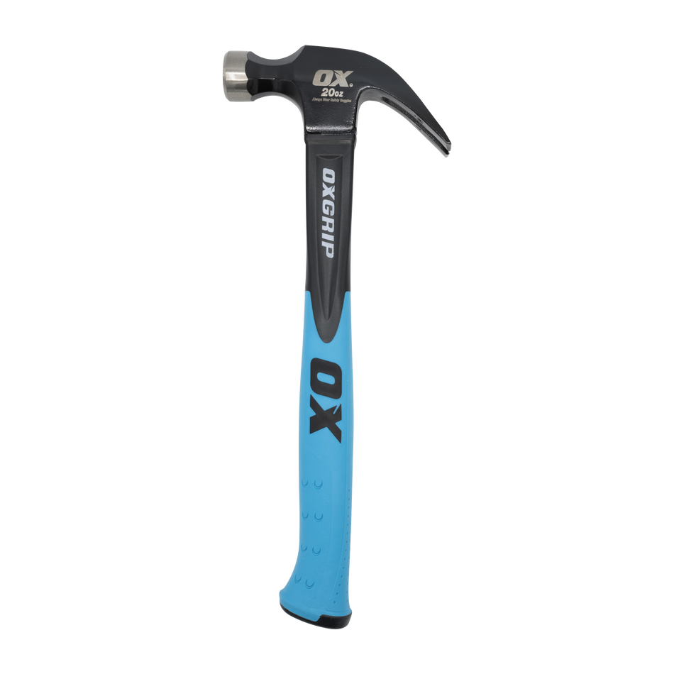 OX Tools OX-T081220 Fiberglass Handle Curved Claw Hammer - 20 Oz