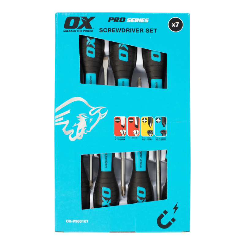 OX Tools OX-P363107 Pro 7 Piece Screwdriver Set - Card Display B